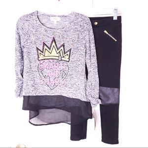 Girls Size 6 Outfit H&M 5-6 pants, Disney LS Shirt